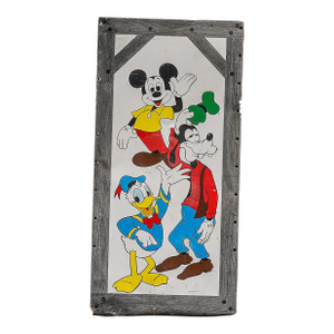 Vintage Self-Framed Tin Litho Disney Character Salvaged Display Panel