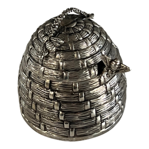 1990s Silver Plated Beehive Lidded Honey Keeper