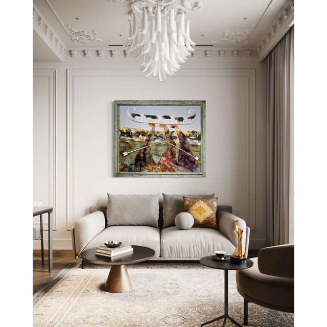 Andrea Stella "Rowing Machines" Large Gold Leaf Oil Mixed Media Painting, Figurative, Italian Contemporary Art, 2010 For Sale - Image 9 of 9