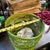 Boho Vintage Lime Green Wicker Basket For Sale - Image 9 of 9