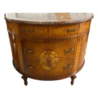 Louis XVI Style Demilune Commode With Marble Top, 19th Century For Sale