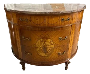 Louis XVI Style Demilune Commode With Marble Top, 19th Century