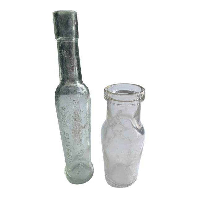 Vintage 1900s Glass Bottles - Set of 2 For Sale