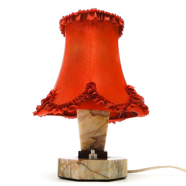 Glass Art Deco Stone Table Lamp, Czechoslovakia, 1930s For Sale - Image 7 of 13
