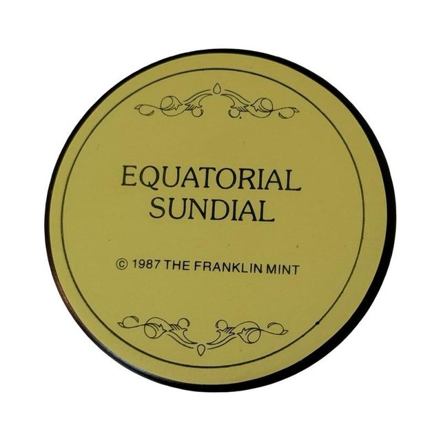 Equatorial Sundial in Gold-Plated Brass on Wooden Mount from Franklin Mint, 1987 For Sale - Image 4 of 6