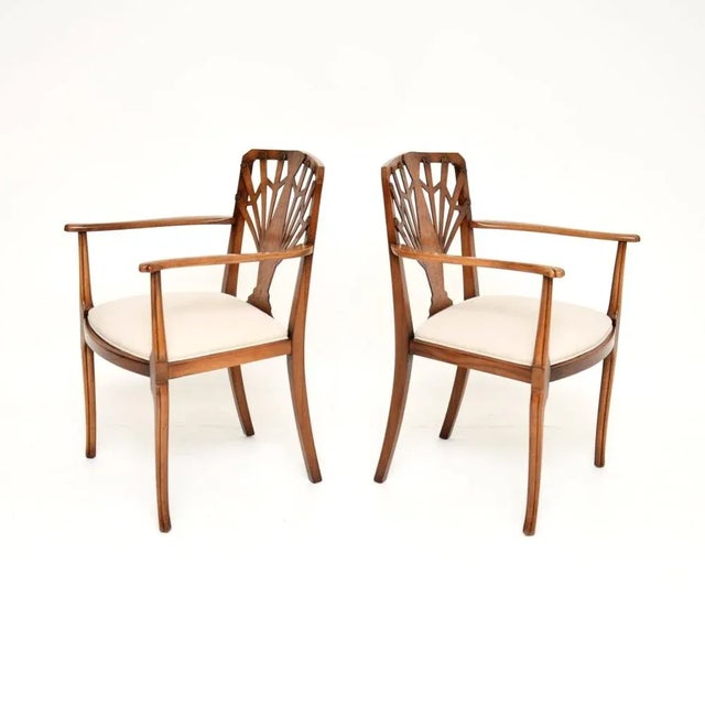 Mid-Century Modern Art Deco Walnut Armhairs, 1920, Set of 2 For Sale - Image 3 of 9
