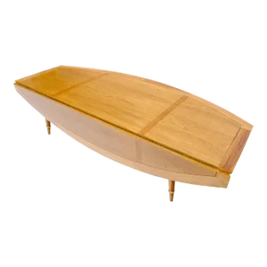Boat Shape Large Drop Leaf Expandable Coffee Table
