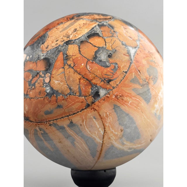 Early 21st Century Red Maligano Jasper Spheres on Bases, 2010s, Set of 2 For Sale - Image 5 of 10