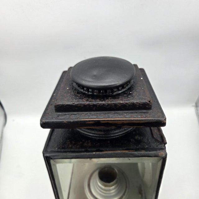 This substantial antique carriage side lamp dates to the late Victorian/Edwardian horse-drawn transportation era and...