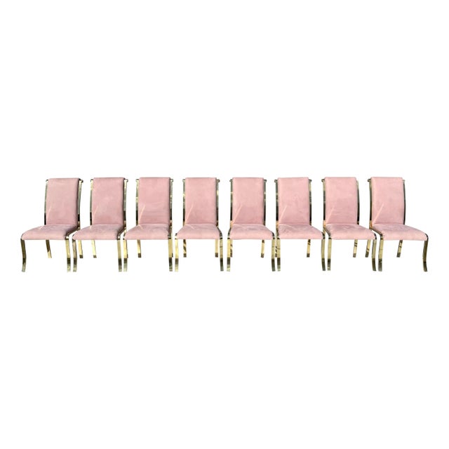 Art Deco Set of Eight Art Deco Revival Brass Dining Chairs by Design Institute of America For Sale - Image 3 of 6