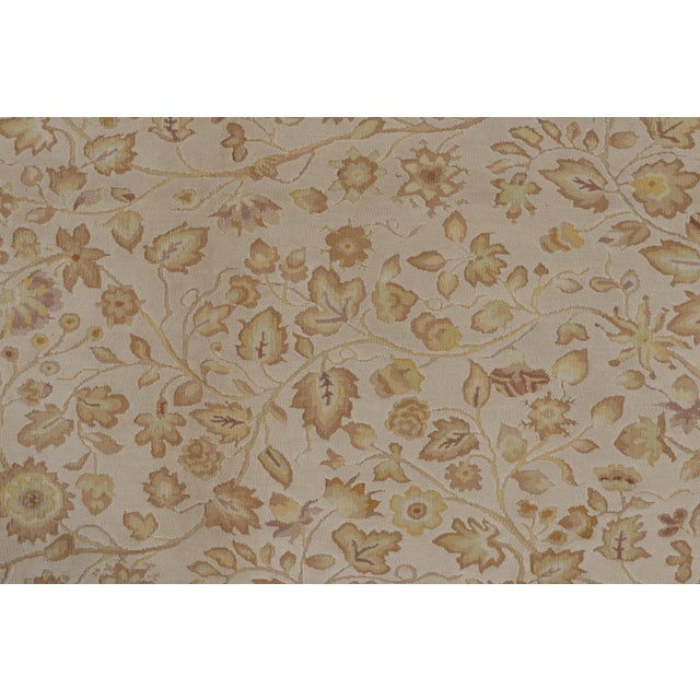 Textile Rug & Kilim’s Tudor Style Rug in White With Beige-Brown Floral Patterns For Sale - Image 7 of 9