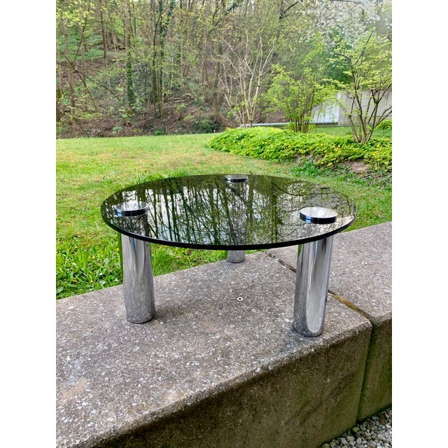 Space Age Sofa Table in Chrome and Smoked Glass, 1970s For Sale - Image 11 of 13