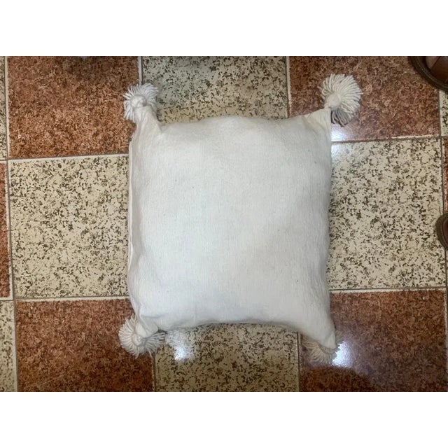 White Moroccan Wool Striped Pillow For Sale - Image 8 of 9