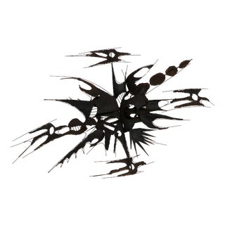 Brutalist Iron Wall Sculpture by M. Di Giovanni, 1970s For Sale