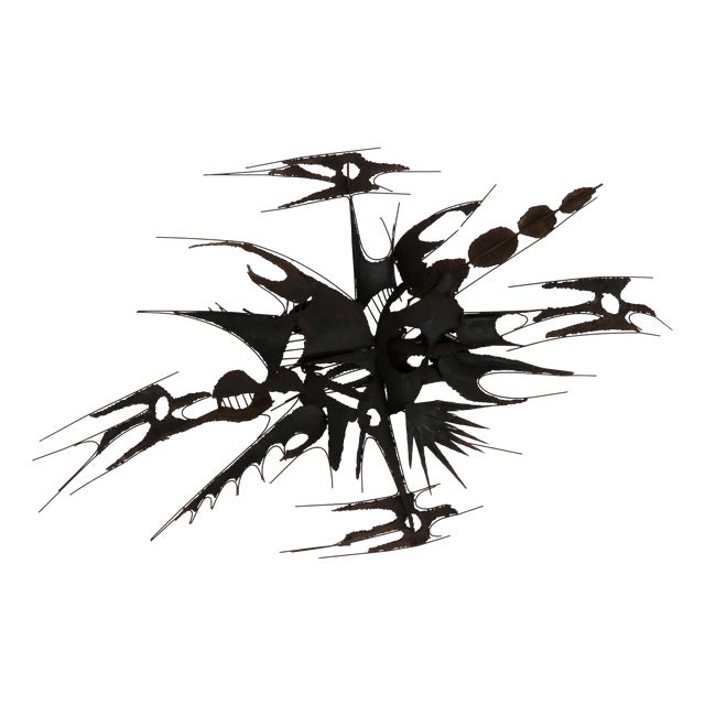 Brutalist Iron Wall Sculpture by M. Di Giovanni, 1970s For Sale