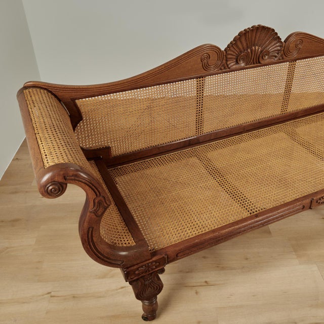 Mid 19th Century Antique Anglo Indian Caned and Carved Settee For Sale - Image 5 of 15