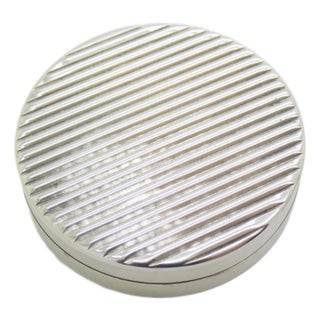 Vintage Italian Handmade Genuine Silver Round Pill Snuff Trinket Box, Made in Alessandri (Al, Italy) For Sale