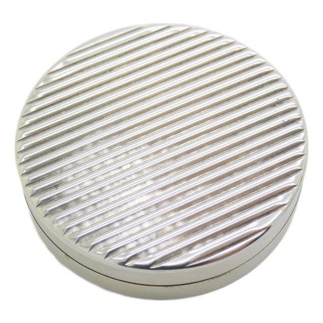 Vintage Italian Handmade Genuine Silver Round Pill Snuff Trinket Box, Made in Alessandri (Al, Italy) For Sale