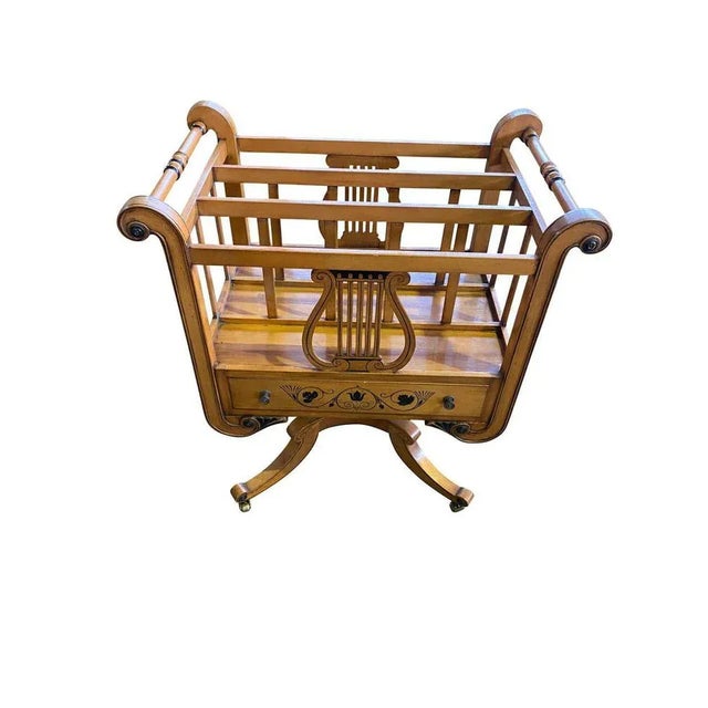 Regency Sheraton Style Newspaper Rack in Satinwood, 20th Century For Sale - Image 5 of 15