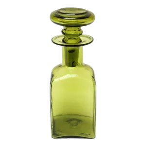 Vintage Chartreuse Green Blown Glass Decanter With Stopper