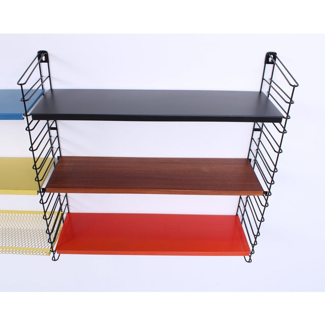 Wood Modular Metal Wall Rack by A.D. Dekker for Tomado, 1950s, Set of 13 For Sale - Image 7 of 18