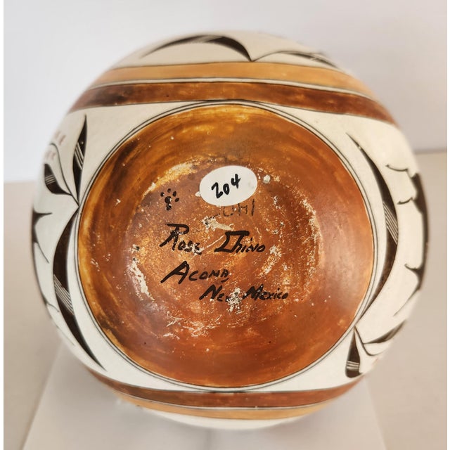 Brick Red Vintage, Native American, Acoma Pueblo Olla Vessel Depicting the Acoma Bird, Signed by Rose Chino For Sale - Image 8 of 8