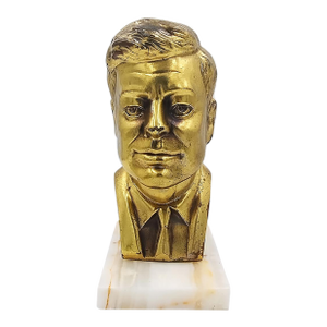 1960s John F. Kennedy JFK Bust Sculpture in Bronze and Marble. Made in Usa