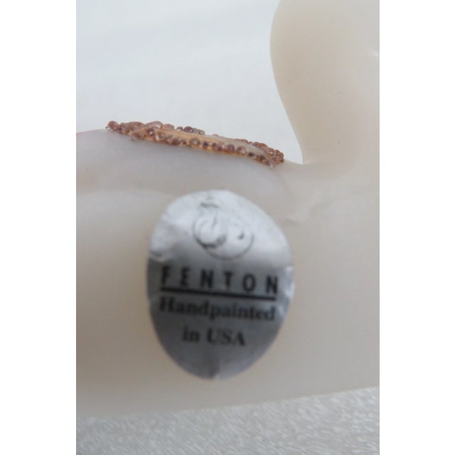 Fenton Satin Glass Hand Painted Poinsettia Duck Christmas For Sale - Image 11 of 13