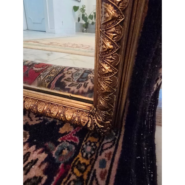 Glass Vintage Mid Century Gilded Gold Leaf Mirror For Sale - Image 7 of 7