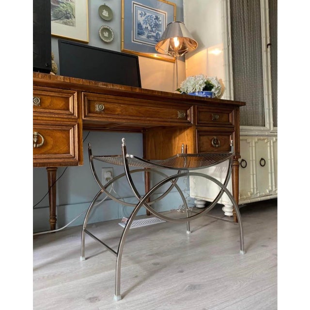 Hollywood Regency 1960’s Hollywood Regency Style Vanity Bench or Stool For Sale - Image 3 of 8