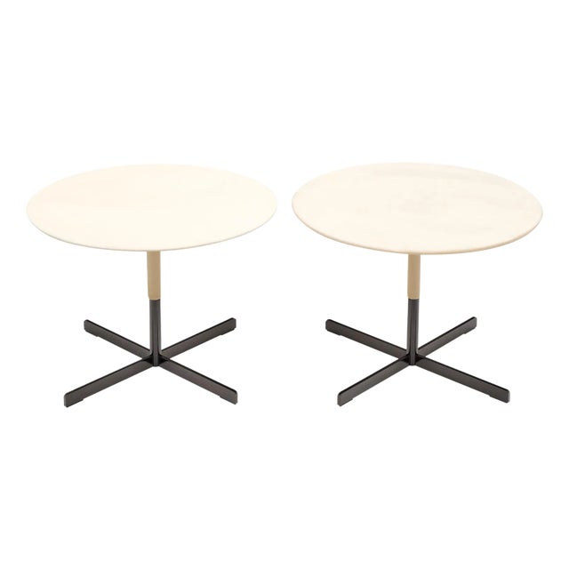 French Leather Covered Side Tables For Sale