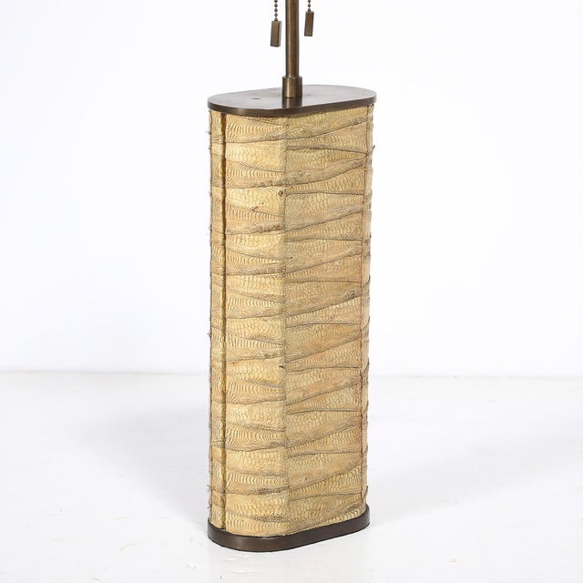 Pair of Mid-Century Tessellated Lizard & Bronze Table Lamps by Karl Springer For Sale - Image 12 of 15