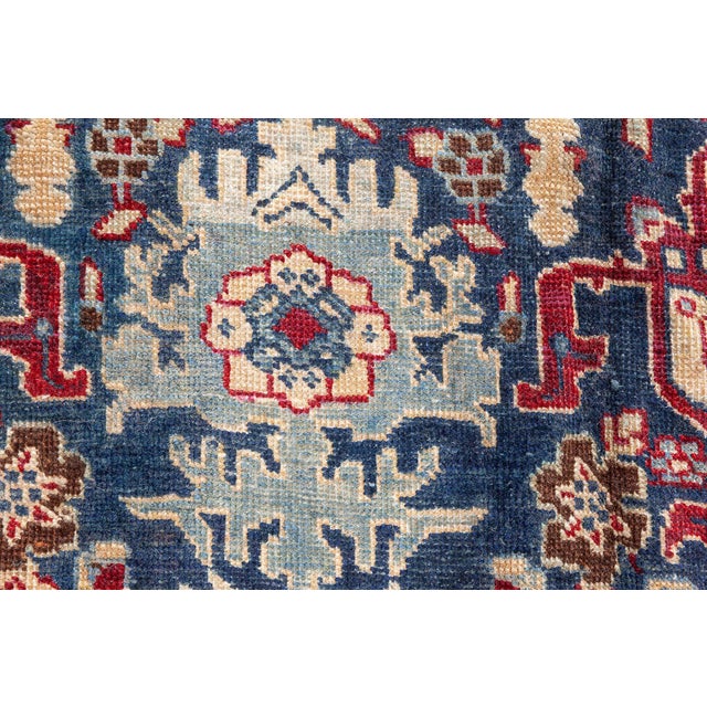 Antique Persian Tabriz Botanic Red, Yellow Handmade Wool Rug For Sale - Image 10 of 12