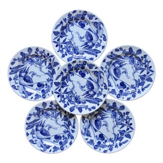 19th Century French Ironstone Plates with Vegetable Garden Decoration, 1930s, Set of 6 For Sale