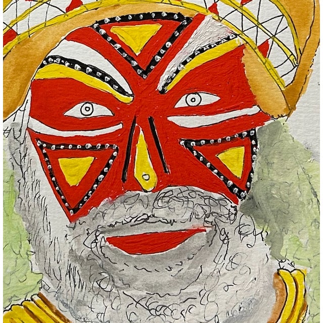Portrait of a Cannibal. Watercolor and Appliqué on paper, One of a series of Indigenous Peoples of the World sharing the...