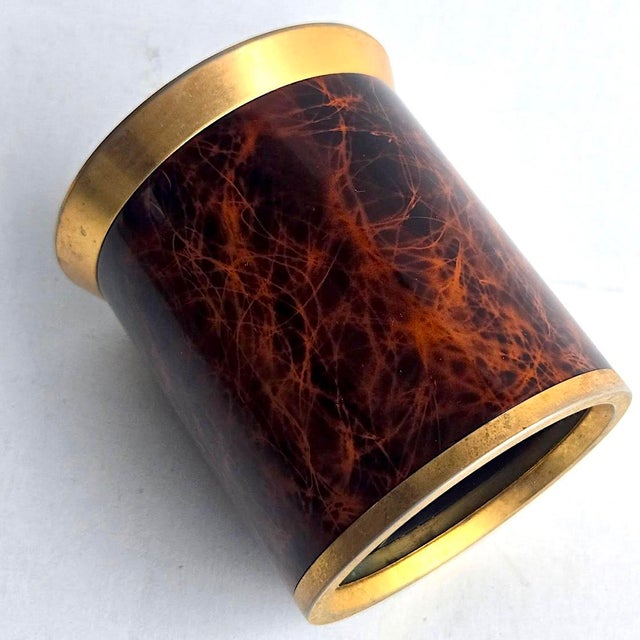 Dunhill Vintage Faux Tortoise/Brass Accent Pencil Holder by Lerche Solingen For Sale - Image 4 of 13