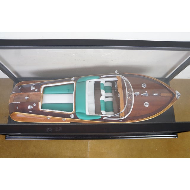 Vintage Riva Aquarama Hardwood Runabout Speed Boat Model Display Case 40" For Sale - Image 4 of 15