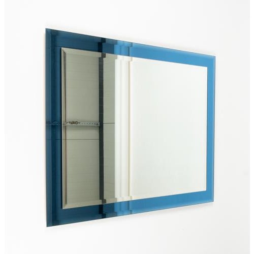 1980s Rectangular Wall Mirror with Blue Frame from FAB Crystal, Italy, 1980s For Sale - Image 5 of 12