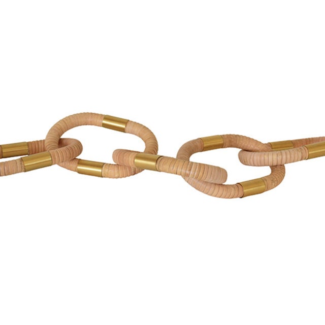 Contemporary Matthew Izzo Home Otto Natural Rattan Decorative Chain With Brass Detail Decorative Object For Sale - Image 3 of 6