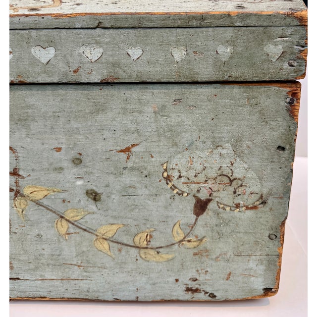 American Folk Art Blue Painted Storage Chest Circa 1820 For Sale - Image 9 of 18