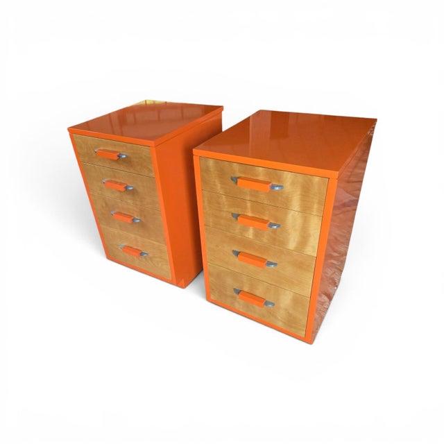 Mid-Century Modern "Pair 1939 ' Flexible Home Arrangements' 4 Drawer Stands by Eliel Saarinen,Pipsan Saarinen Swanson, and J. Robert F Swanson for Johnson Furniture Co." For Sale - Image 3 of 12