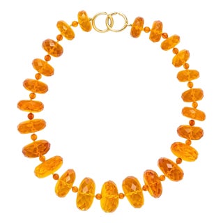 1980s Tiffany & Co., Paloma Picasso, 18k Yellow Gold and Amber Bead Necklace For Sale