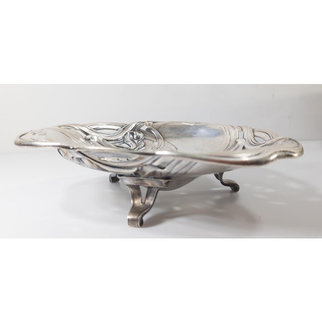 Silver Early 20th Century Art Nouveau Silver Bowl With Iris Flowers For Sale - Image 8 of 12