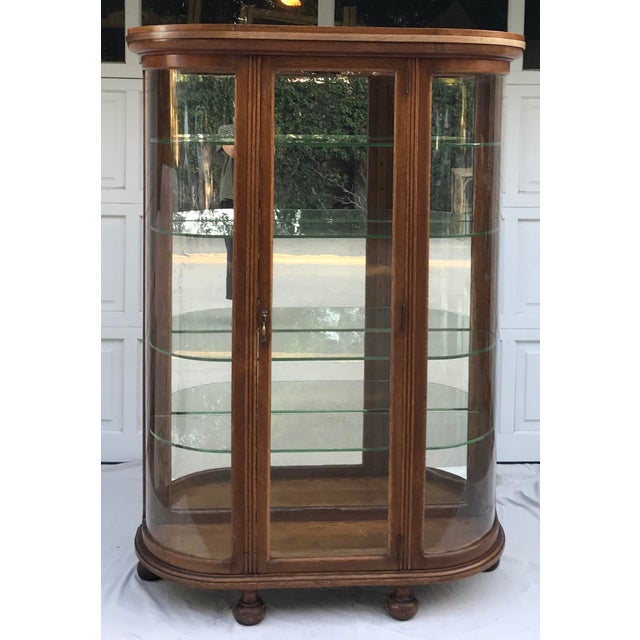 Antique Round Glass Wood China Curio Cabinet Chairish