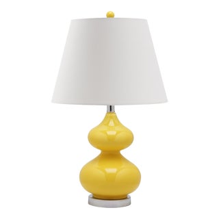 Phillips 24-Inch H Double Gourd Glass Table Lamp - Yellow For Sale