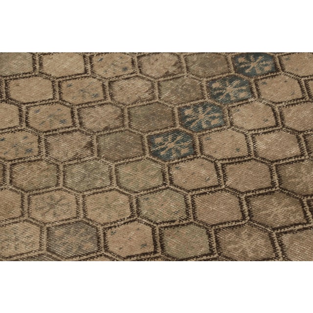 1950s Vintage Distressed Runner Rug, Beige-Brown Geometric Pattern - Rug & Kilim For Sale - Image 5 of 7