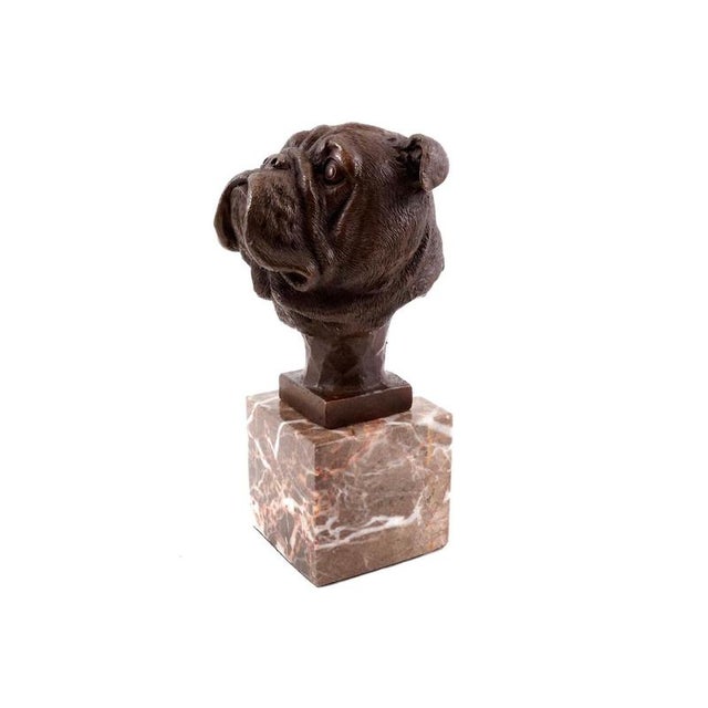 Metal French Bulldog Head Sculpture in Bronze, 20th Century For Sale - Image 7 of 10