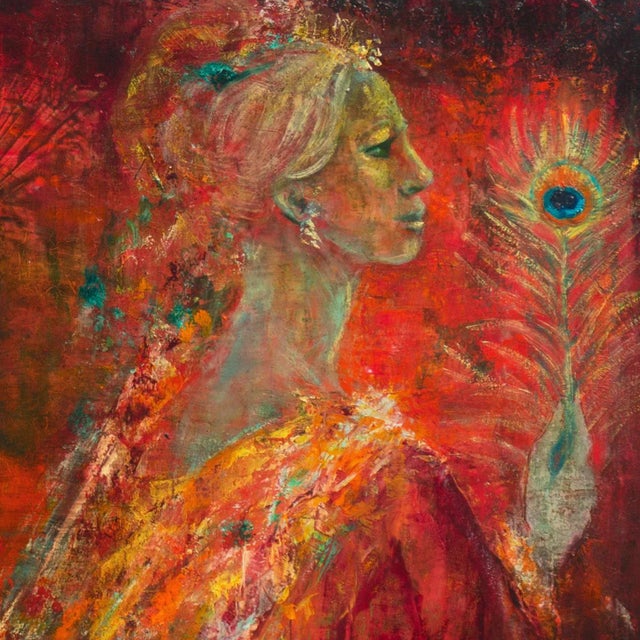 1940s 'Transcendentalist Figural Oil' by Marguertie Bordet, Paris, Académie De La Grande Chaumière, Geneva For Sale - Image 5 of 11