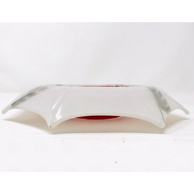 1920s Art Deco Red White Silver Glass Bowl For Sale - Image 6 of 12