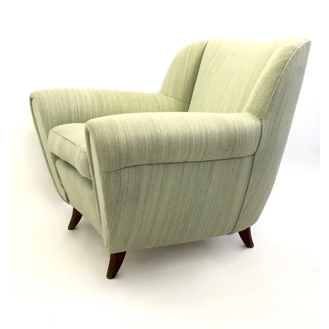 Vintage Light Green Armchairs with Wooden Structure, Italy, 1950s, Set of 2 For Sale - Image 6 of 9